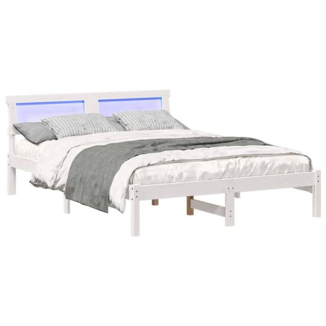 Berkfield Home Modern with LED Strip Lights with Headboard White 120 x 190 cm Pi - image 1