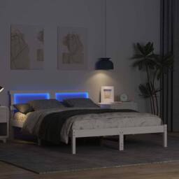 Berkfield Home Modern with LED Strip Lights with Headboard White 120 x 190 cm Pi - thumbnail 4