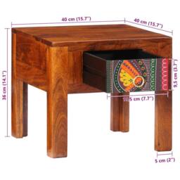 Berkfield Home Stylish Bedside Cabinet 40x40x36 cm Solid Wood Acacia in Brown - Size: 40 x 40 x 36 cm - thumbnail 9