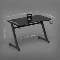 NESTLUNE Gaming Desk Steel Frame Cup Headphone Holder Adjustable in Black - Size: 100 cm x 15 cm - thumbnail 2
