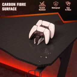 NESTLUNE Gaming Desk Steel Frame Cup Headphone Holder Adjustable in Black - Size: 100 cm x 15 cm - thumbnail 6