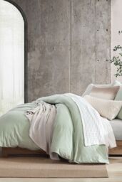 DKNY ' Pure Washed Linen' Duvet Cover Set in Light Green - Size: King - thumbnail 1