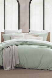 DKNY ' Pure Washed Linen' Duvet Cover Set in Light Green - Size: King - thumbnail 3