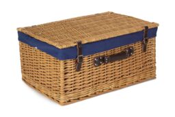 Red Hamper Wicker 60cm Cotton Lined Buff Wicker Basket in Blue - thumbnail 4
