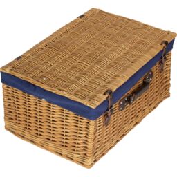 Red Hamper Wicker 60cm Cotton Lined Buff Wicker Basket in Blue - thumbnail 2