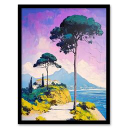 "Artery8 Dawn Sky Over Cassis France Coastal Landscape Framed Art Print in Purple - Size: W12"" x H16""" - thumbnail 1