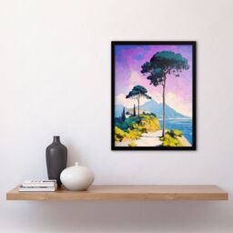 "Artery8 Dawn Sky Over Cassis France Coastal Landscape Framed Art Print in Purple - Size: W12"" x H16""" - thumbnail 4