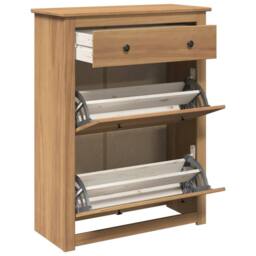 Berkfield Home Shoe Cabinet Panama 80x35x105 cm Solid Wood Pine in Brown - Size: 80 x 35 x 105 cm - thumbnail 5