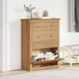 Berkfield Home Shoe Cabinet Panama 80x35x105 cm Solid Wood Pine in Brown - Size: 80 x 35 x 105 cm