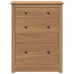 Berkfield Home Shoe Cabinet Panama 80x35x105 cm Solid Wood Pine in Brown - Size: 80 x 35 x 105 cm - thumbnail 4