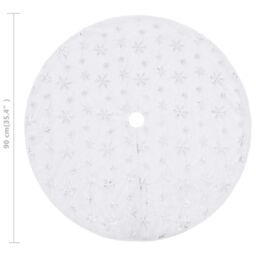 Berkfield Home Luxury Christmas Tree Skirt White 90 cm Faux - thumbnail 6