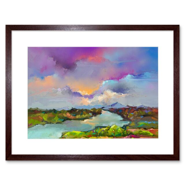 "Artery8 Wall Art Print Contemporary Colourful Landscape Art Framed 9x7 inch in Brown - Size: W7"" x H9""" - image 1