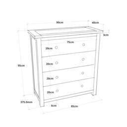 Cabinet Bits Lugo 4 Drawer Chest of Drawers Brass Cup Handle in Light Brown - thumbnail 6