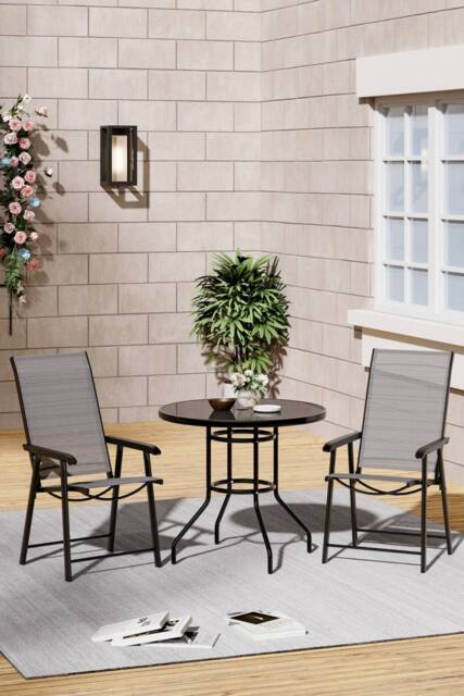 Living and Home 2-Seater Garden Round Dining Bistro Table Set in Black - image 1