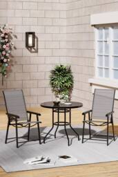 Living and Home 2-Seater Garden Round Dining Bistro Table Set in Black - thumbnail 1