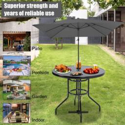 Living and Home 2-Seater Garden Round Dining Bistro Table Set in Black - thumbnail 7