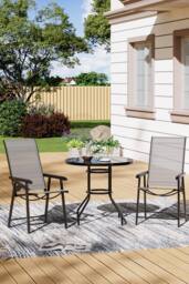 Living and Home 2-Seater Garden Round Dining Bistro Table Set in Black - thumbnail 2