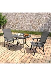 Living and Home 2-Seater Garden Round Dining Bistro Table Set in Black - thumbnail 3