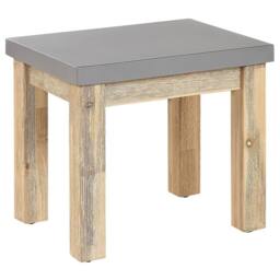 Wyld and Coco Grey Fibre Cement Outdoor Garden Stool - Acacia Wood Base - thumbnail 2