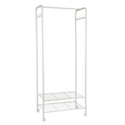 Kelvenix Rolling Metal Clothes Rail Garment Hanging Rack Shelf in White - thumbnail 1