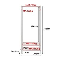 Kelvenix Rolling Metal Clothes Rail Garment Hanging Rack Shelf in White - thumbnail 2