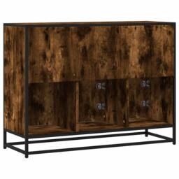 Berkfield Home Sideboard Smoked Oak 100x35x76 cm Engineered Wood in Brown - Size: 100 x 35 x 76 cm - thumbnail 6