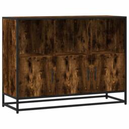Berkfield Home Sideboard Smoked Oak 100x35x76 cm Engineered Wood in Brown - Size: 100 x 35 x 76 cm - thumbnail 1