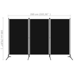 Berkfield Home 3-Panel Room Divider Black 260x180 cm - thumbnail 5