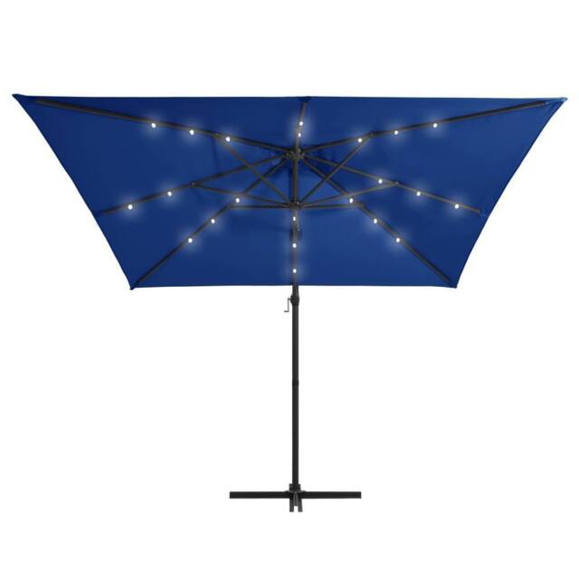 Berkfield Home Elegant Cantilever Umbrella with LED lights & Steel Pole 250x25 in Blue - image 1