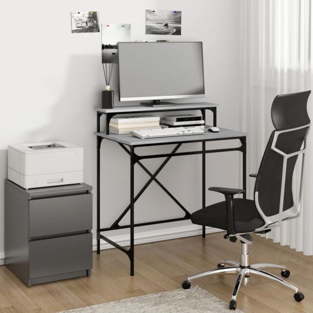 Berkfield Home Desk Grey Sonoma 80x50x90 cm Engineered Wood & Iron - Size: 80 x 50 x 90 cm - image 1
