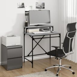 Berkfield Home Desk Grey Sonoma 80x50x90 cm Engineered Wood & Iron - Size: 80 x 50 x 90 cm - thumbnail 1