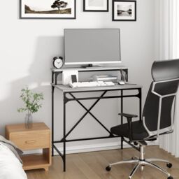Berkfield Home Desk Grey Sonoma 80x50x90 cm Engineered Wood & Iron - Size: 80 x 50 x 90 cm - thumbnail 3