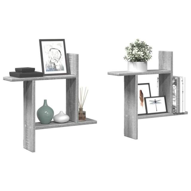 Berkfield Home Wall Shelves 2 pcs Grey Sonoma 50x12x50 cm Engineered Wood - Size: 50 x 12 x 50 cm - image 1