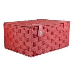 Red Hamper Set of 4 Red Woven Paper Rope Picnic Basket - thumbnail 3