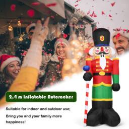 Gymax 2.4M Inflatable Christmas Nutcracker Soldier With 3 LED Lights & Candy Scepter - thumbnail 2