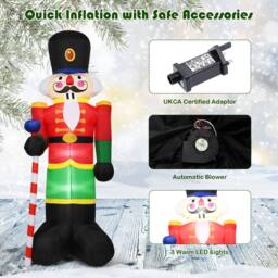 Gymax 2.4M Inflatable Christmas Nutcracker Soldier With 3 LED Lights & Candy Scepter - thumbnail 4