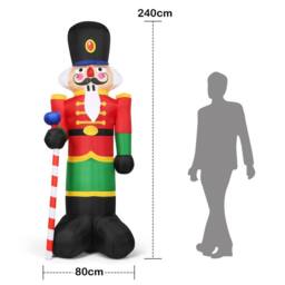 Gymax 2.4M Inflatable Christmas Nutcracker Soldier With 3 LED Lights & Candy Scepter - thumbnail 5