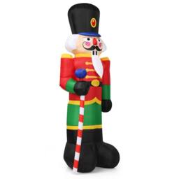 Gymax 2.4M Inflatable Christmas Nutcracker Soldier With 3 LED Lights & Candy Scepter - thumbnail 1