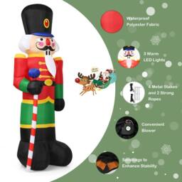 Gymax 2.4M Inflatable Christmas Nutcracker Soldier With 3 LED Lights & Candy Scepter - thumbnail 3