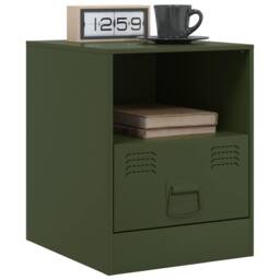 Berkfield Home Bedside Cabinets 2 pcs Olive Green 34.5x39x44 cm Steel - thumbnail 3