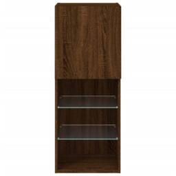 Berkfield Home TV Cabinet with LED Lights Brown Oak 40.5x30x102 cm - thumbnail 9