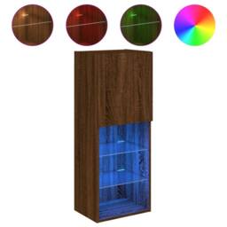 Berkfield Home TV Cabinet with LED Lights Brown Oak 40.5x30x102 cm - thumbnail 1
