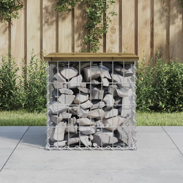 Berkfield Home Garden Bench Gabion Design 43x44x42 cm Impregnated Wood Pine in Brown - Size: 43 x 44 x 42 cm - image 1