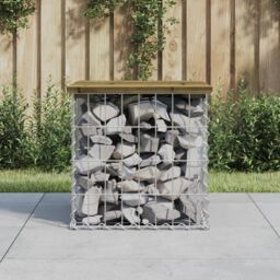 Berkfield Home Garden Bench Gabion Design 43x44x42 cm Impregnated Wood Pine in Brown - Size: 43 x 44 x 42 cm - thumbnail 1