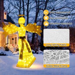 Costway 1.5 M Lighted Christmas Angel Christmas Outdoor Decoration in White - thumbnail 4