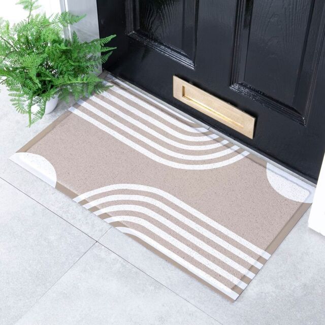 Artsy Mats Beige Abstract Lines Indoor & Outdoor Doormat - 70x40cm - Size: 40 cm x 70 cm - image 1