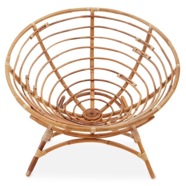 Orsina Round Woven Rattan Chair in a Cone Shape, Cane Outdoor Chair, Rattan Patio Chair, Round Rattan Arm Chair in Brown - Size: Armchair - image 1