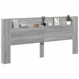 Berkfield Home Headboard Cabinet with LED Grey Sonoma 220x16.5x103.5 cm - thumbnail 5
