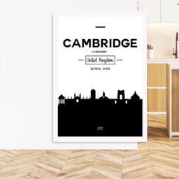 ARTZE Cambridge Black & White City Skyline Framed Print SIZE: A4 with White Frame - thumbnail 2