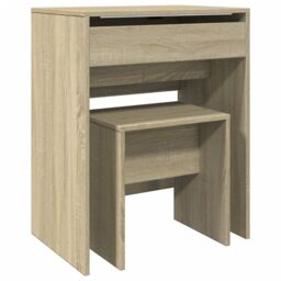Berkfield Home Dressing Table & Stool Sonoma Oak 60x40x113.5 cm in Brown - thumbnail 2